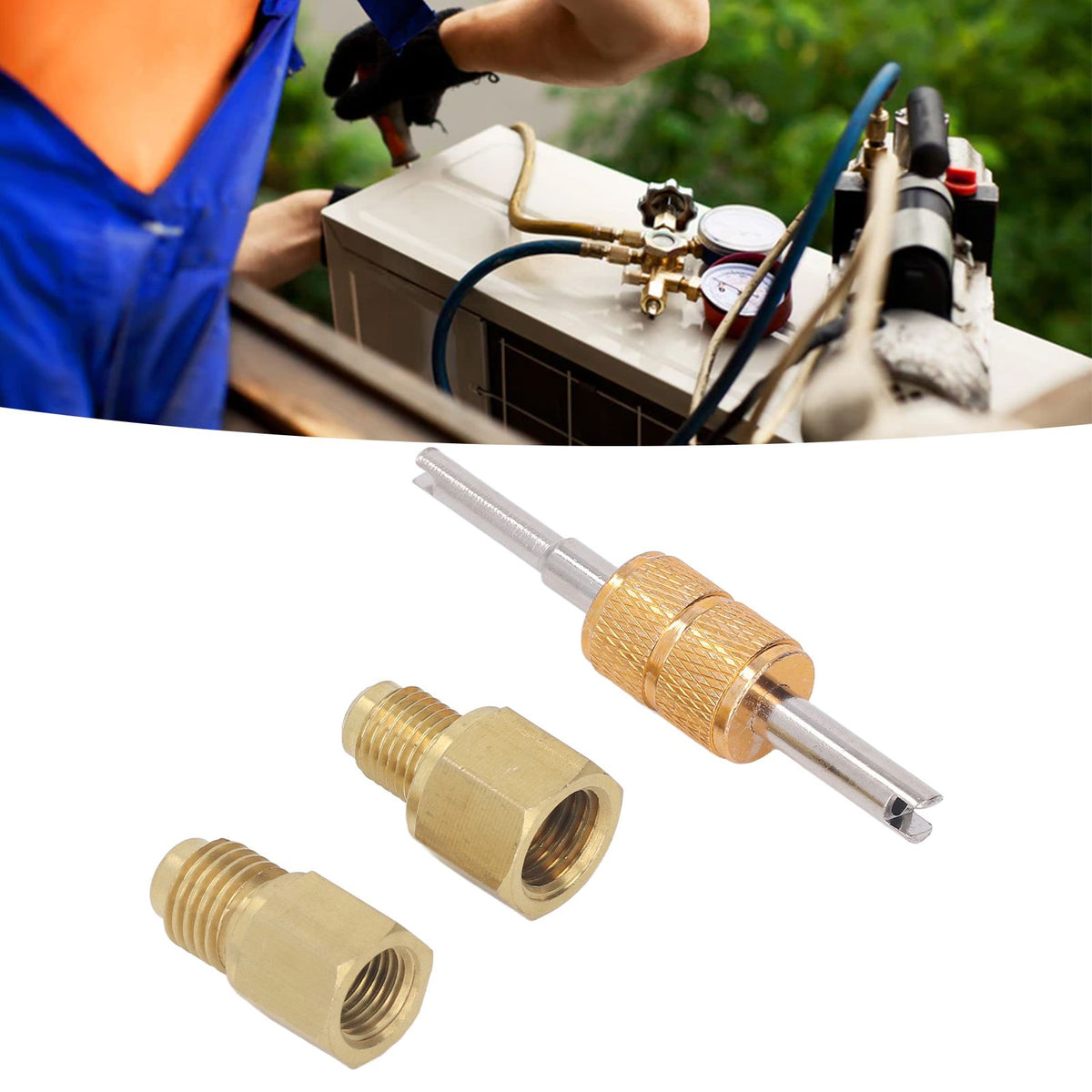 Copper Refrigerant Tank Adapter 1/2 ACME to 1/4 SAE 1/4 SAE to 1/2 ACME Refrigerant Tank Adapter Fittings