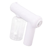 Nano Cleaning Sprayer Rechargeable Blue Light Portable Handheld Alcohol Atomizer for Home Garden School 380ml White - Top-Down View