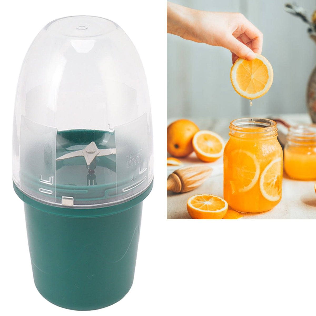 Portable Juicer Cup Multifunctional Rechargeable Small 4 Blades Blender Fruit Mixing Machine for Home 260ml Green