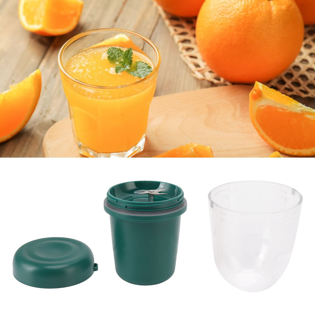 Portable Juicer Cup Multifunctional Rechargeable Small 4 Blades Blender Fruit Mixing Machine for Home 260ml Green