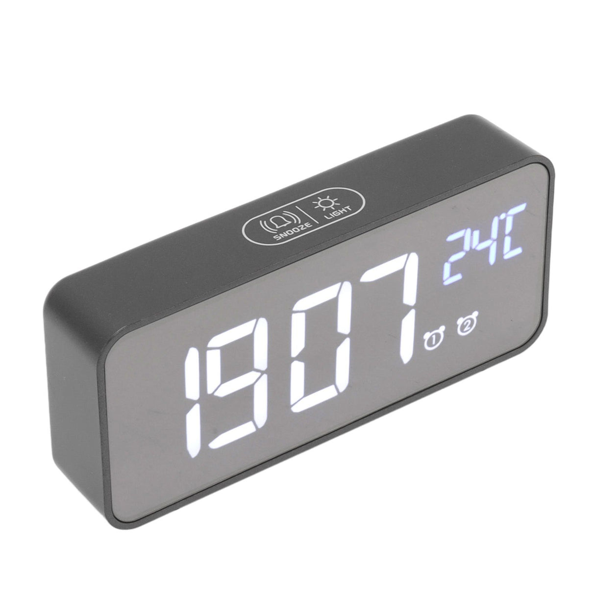 LED Mirror Digital Alarm Clock Large Screen Intelligent Brightness Adjust Snooze Function Power Off Memory 13 Songs for Home