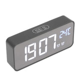 LED Mirror Digital Alarm Clock Large Screen Intelligent Brightness Adjust Snooze Function Power Off Memory 13 Songs for Home
