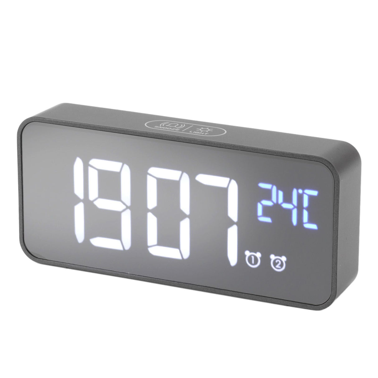 LED Mirror Digital Alarm Clock Large Screen Intelligent Brightness Adjust Snooze Function Power Off Memory 13 Songs for Home
