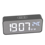 LED Mirror Digital Alarm Clock Large Screen Intelligent Brightness Adjust Snooze Function Power Off Memory 13 Songs for Home