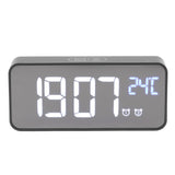 LED Mirror Digital Alarm Clock Large Screen Intelligent Brightness Adjust Snooze Function Power Off Memory 13 Songs for Home