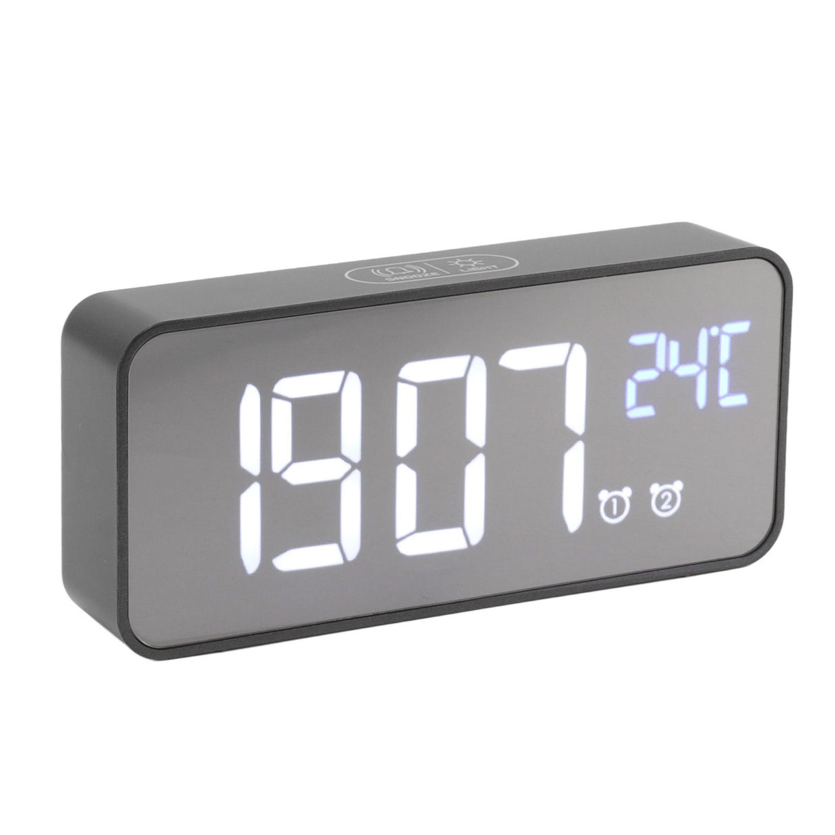 LED Mirror Digital Alarm Clock Large Screen Intelligent Brightness Adjust Snooze Function Power Off Memory 13 Songs for Home