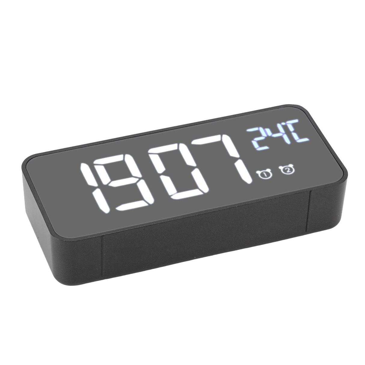 LED Mirror Digital Alarm Clock Large Screen Intelligent Brightness Adjust Snooze Function Power Off Memory 13 Songs for Home