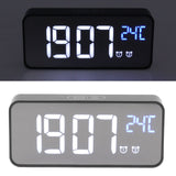 LED Mirror Digital Alarm Clock Large Screen Intelligent Brightness Adjust Snooze Function Power Off Memory 13 Songs for Home - Extra Image