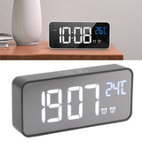 LED Mirror Digital Alarm Clock Large Screen Intelligent Brightness Adjust Snooze Function Power Off Memory 13 Songs for Home - Extra Image
