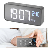LED Mirror Digital Alarm Clock Large Screen Intelligent Brightness Adjust Snooze Function Power Off Memory 13 Songs for Home - Extra Image