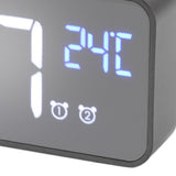 LED Mirror Digital Alarm Clock Large Screen Intelligent Brightness Adjust Snooze Function Power Off Memory 13 Songs for Home - Extra Image