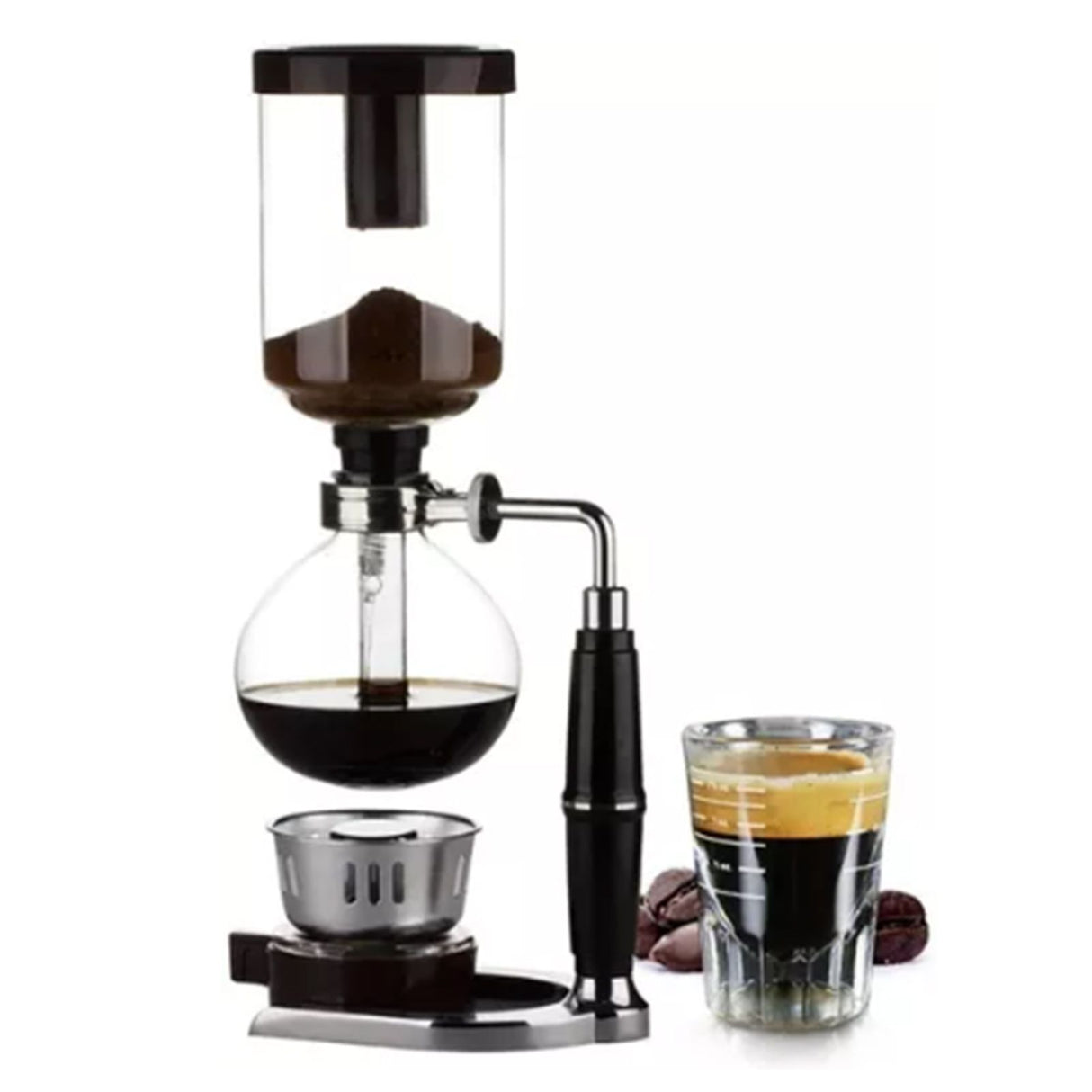 Hand Brewed Coffee Maker Siphon Type Stainless Steel Base Classic Coffee Machine for Home Office