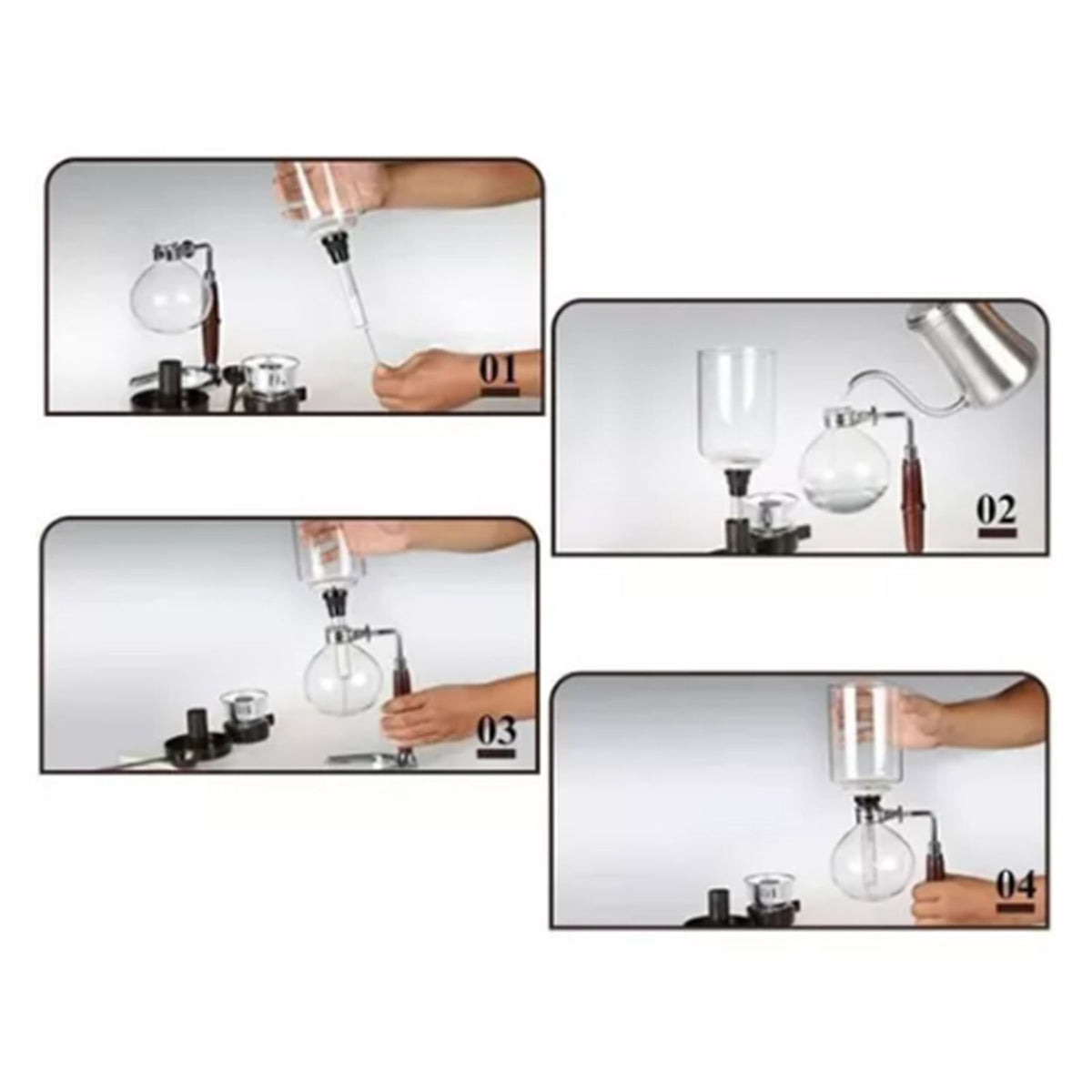 Hand Brewed Coffee Maker Siphon Type Stainless Steel Base Classic Coffee Machine for Home Office