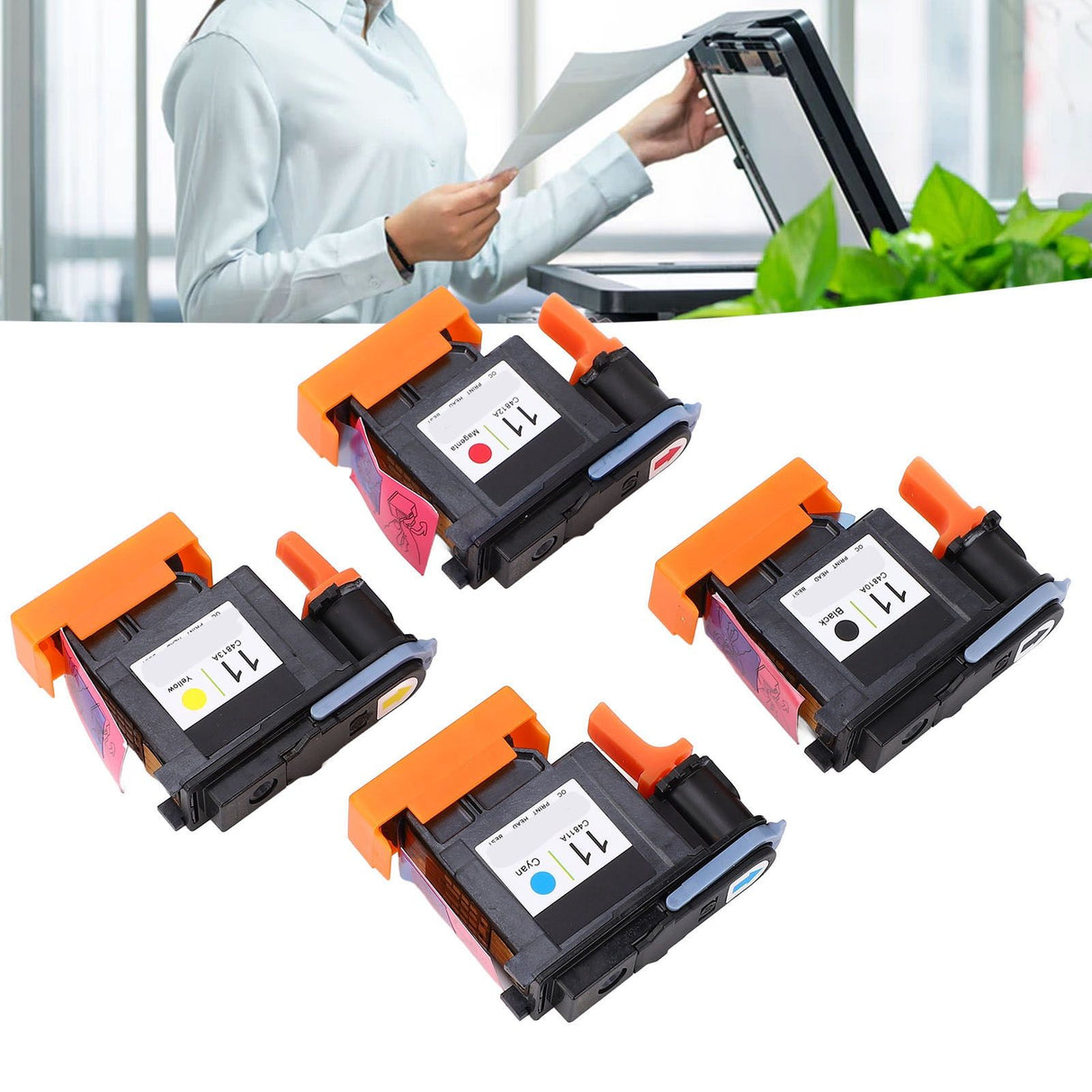 4 Pcs Printhead Printer Head Magenta Black Cyan Yellow Print Head Replacement for HP Designjet 100 110 111 500 510 800 813 850