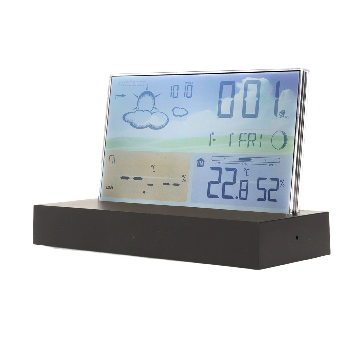Weather Clock Transparent ABS Wireless Multifunctional Temperature Alarm Clock with Color Screen