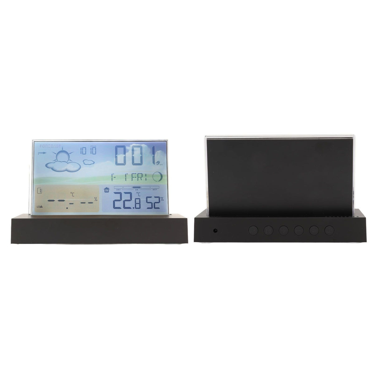 Weather Clock Transparent ABS Wireless Multifunctional Temperature Alarm Clock with Color Screen