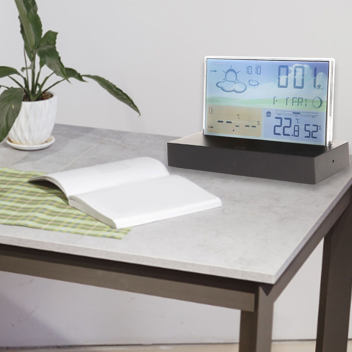 Weather Clock Transparent ABS Wireless Multifunctional Temperature Alarm Clock with Color Screen