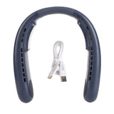 Hanging Neck Fans Portable Semiconductor Dual Cooling 3 Wind Speed Adjustable Mini USB Charging Neck Cooling Fan Blue