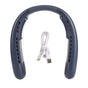 Hanging Neck Fans Portable Semiconductor Dual Cooling 3 Wind Speed Adjustable Mini USB Charging Neck Cooling Fan Blue