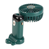 Mini Handheld Fan ABS Portable Digital Display USB Charging Foldable Neck Hanging Fan with Lanyard for Office Outdoor Green