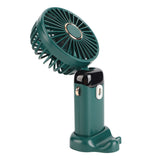 Mini Handheld Fan ABS Portable Digital Display USB Charging Foldable Neck Hanging Fan with Lanyard for Office Outdoor Green - Top-Down View