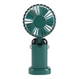 Mini Handheld Fan ABS Portable Digital Display USB Charging Foldable Neck Hanging Fan with Lanyard for Office Outdoor Green
