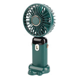 Mini Handheld Fan ABS Portable Digital Display USB Charging Foldable Neck Hanging Fan with Lanyard for Office Outdoor Green