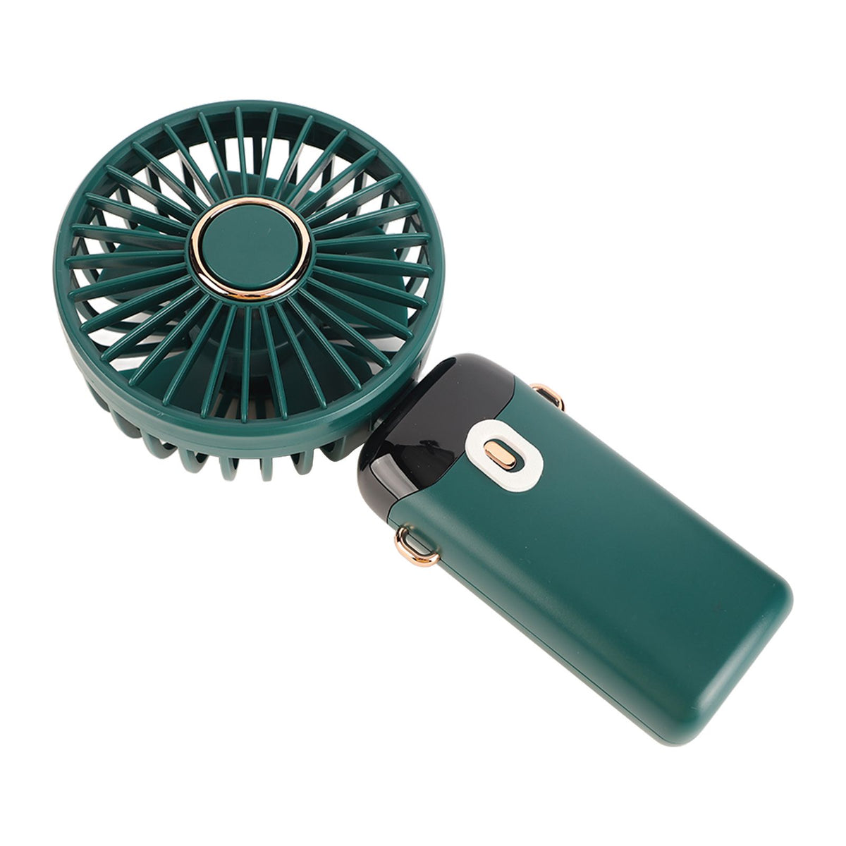 Mini Handheld Fan ABS Portable Digital Display USB Charging Foldable Neck Hanging Fan with Lanyard for Office Outdoor Green