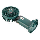 Mini Handheld Fan ABS Portable Digital Display USB Charging Foldable Neck Hanging Fan with Lanyard for Office Outdoor Green