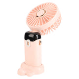 Mini Handheld Fan ABS Portable Digital Display USB Charging Foldable Neck Hanging Fan with Lanyard for Office Outdoor Pink