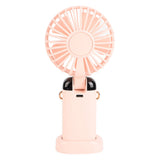 Mini Handheld Fan ABS Portable Digital Display USB Charging Foldable Neck Hanging Fan with Lanyard for Office Outdoor Pink - Top-Down View
