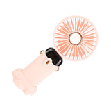Mini Handheld Fan ABS Portable Digital Display USB Charging Foldable Neck Hanging Fan with Lanyard for Office Outdoor Pink