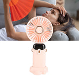 Mini Handheld Fan ABS Portable Digital Display USB Charging Foldable Neck Hanging Fan with Lanyard for Office Outdoor Pink