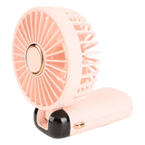Mini Handheld Fan ABS Portable Digital Display USB Charging Foldable Neck Hanging Fan with Lanyard for Office Outdoor Pink