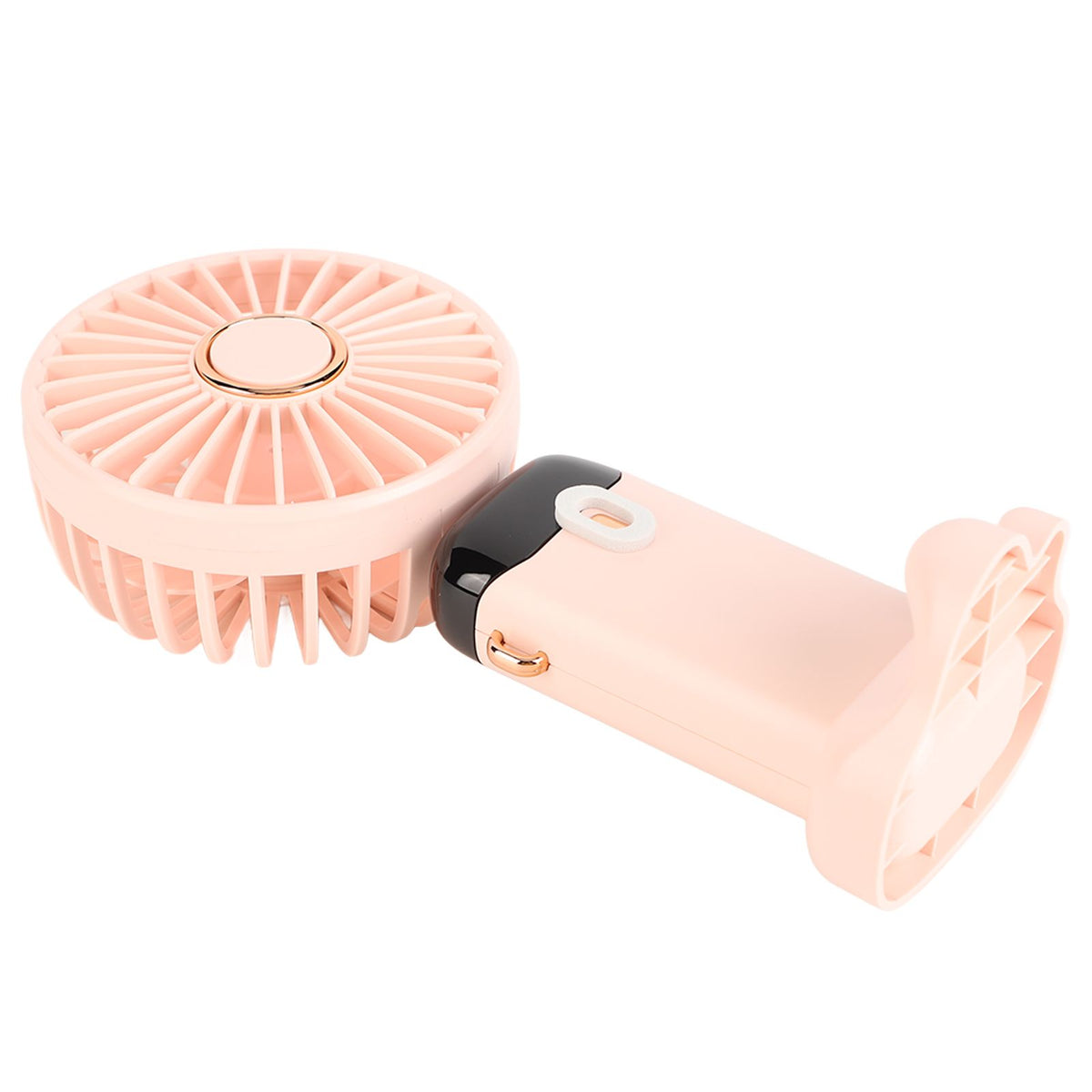 Mini Handheld Fan ABS Portable Digital Display USB Charging Foldable Neck Hanging Fan with Lanyard for Office Outdoor Pink
