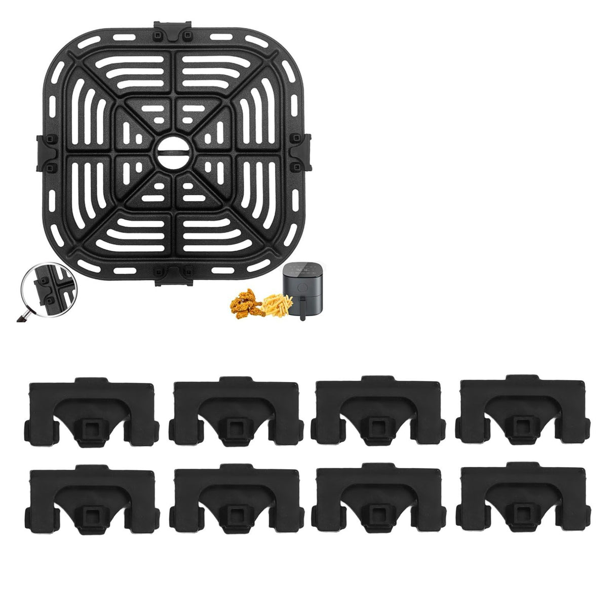 8PCS Fryer Silicone Bumper Fryer Replacement Silicone Bumper Parts Silicone Tabs For Instant Vortex 6qt