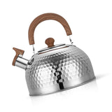 Water Kettle Stainless Steel Whistle Water Kettle Large Capacity Flat Bottomed for Gas Induction Cooker Boil Water 2L Hammer - Side View
