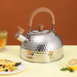 Water Kettle Stainless Steel Whistle Water Kettle Large Capacity Flat Bottomed for Gas Induction Cooker Boil Water 2L Hammer