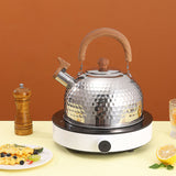 Water Kettle Stainless Steel Whistle Water Kettle Large Capacity Flat Bottomed for Gas Induction Cooker Boil Water 2L Hammer - Low Angle