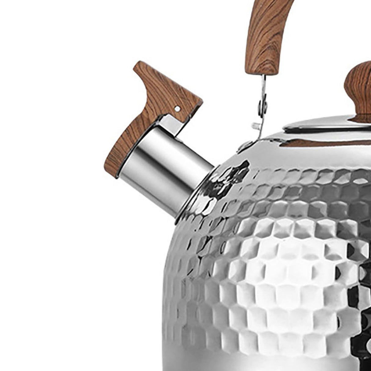 Water Kettle Stainless Steel Whistle Water Kettle Large Capacity Flat Bottomed for Gas Induction Cooker Boil Water 2L Hammer