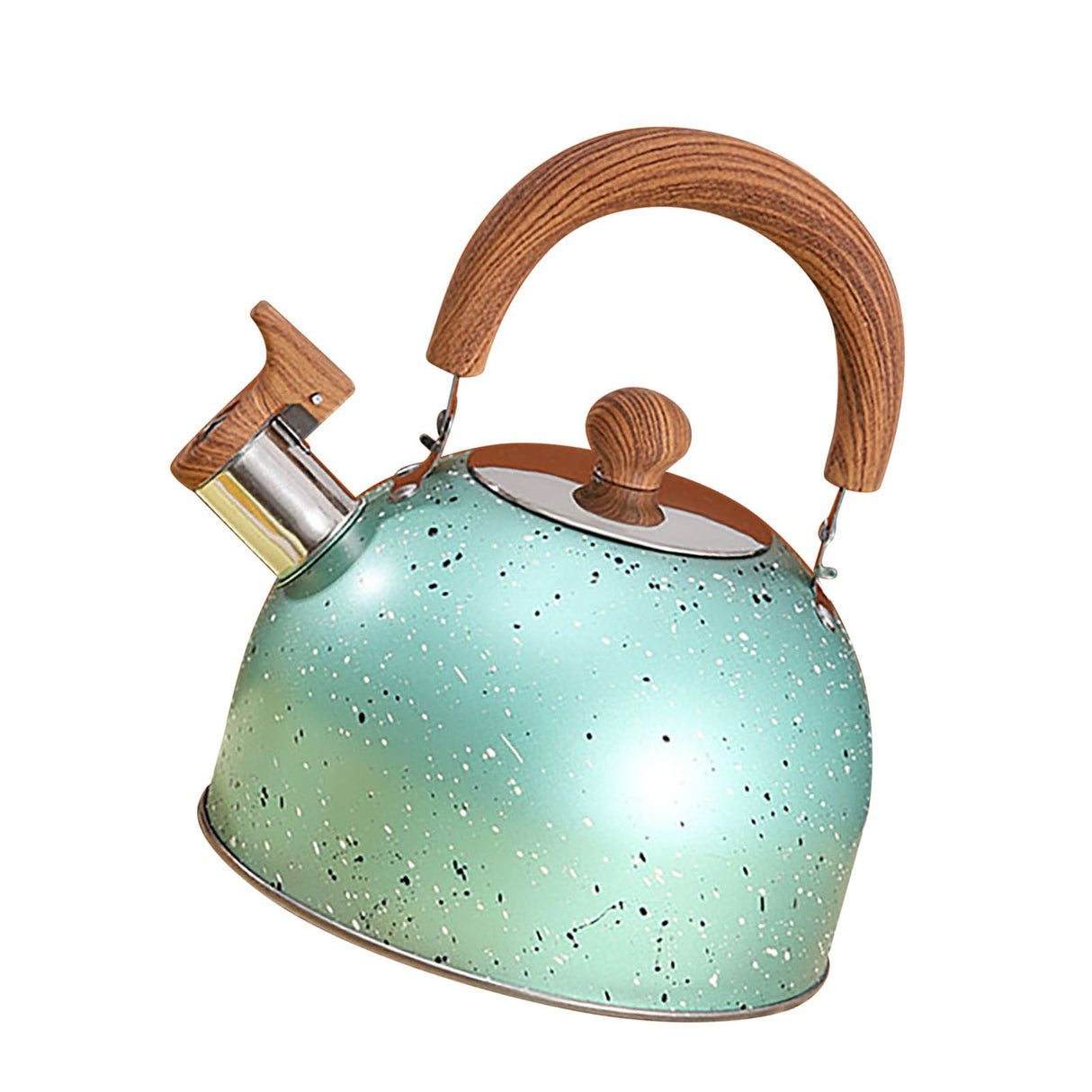 Water Kettle Stainless Steel Whistle Water Kettle Large Capacity Flat Bottomed for Gas Induction Cooker Boil Water 2L Green