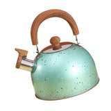Water Kettle Stainless Steel Whistle Water Kettle Large Capacity Flat Bottomed for Gas Induction Cooker Boil Water 2L Green - Side View