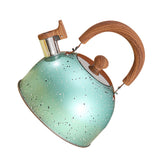 Water Kettle Stainless Steel Whistle Water Kettle Large Capacity Flat Bottomed for Gas Induction Cooker Boil Water 2L Green