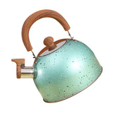 Water Kettle Stainless Steel Whistle Water Kettle Large Capacity Flat Bottomed for Gas Induction Cooker Boil Water 2L Green - 45-Degree Angle