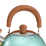 Water Kettle Stainless Steel Whistle Water Kettle Large Capacity Flat Bottomed for Gas Induction Cooker Boil Water 2L Green