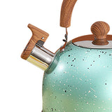 Water Kettle Stainless Steel Whistle Water Kettle Large Capacity Flat Bottomed for Gas Induction Cooker Boil Water 2L Green