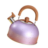 Water Kettle Stainless Steel Whistle Water Kettle Large Capacity Flat Bottomed for Gas Induction Cooker Boil Water 2L Purple