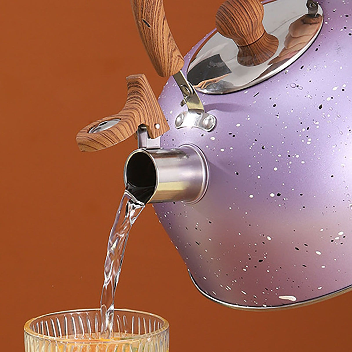 Water Kettle Stainless Steel Whistle Water Kettle Large Capacity Flat Bottomed for Gas Induction Cooker Boil Water 2L Purple