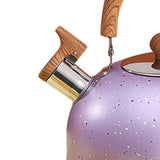 Water Kettle Stainless Steel Whistle Water Kettle Large Capacity Flat Bottomed for Gas Induction Cooker Boil Water 2L Purple - Extra Image