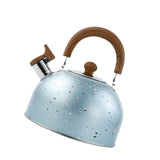 Water Kettle Stainless Steel Whistle Water Kettle Large Capacity Flat Bottomed for Gas Induction Cooker Boil Water 2L Blue - Front View